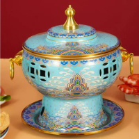 New Cloisonne Single Brass Inner Hotpots Thickened Pure Copper Alcohol Pot Small Chafing Dish Club Hotel Home One Person One Pot