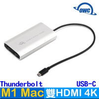 OWC DisplayLink USB-C 雙 HDMI 4K 轉接器 適用於 Apple M1 Mac 或任何配備 USB-C 以及 Thunderbolt 的 Mac 或 PC