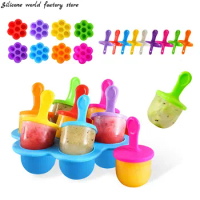 Silicone world Ice Cream Ice Pops Mold Portable Silicone Popsicle Mould Ball Maker Baby DIY Food Supplement Tools Fruit Shake