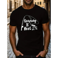 FISH KEEPING IT REEL Men's Short Sleeve T-shirt Summer T-shirt Top
