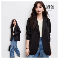 【初色】通勤純色西裝領一粒扣長袖西裝外套女外套-共3色-10323(M/L可選)