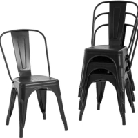 FDW Metal Dining Chairs Set of 4 Indoor Outdoor Chairs Patio Chairs Kitchen Metal 18 Inch Seat Height Restaurant Chair