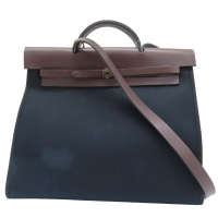 【二手名牌BRAND OFF】HERMES 愛馬仕 Herbag Zip 39 兩用包 黑色 帆布 □M刻