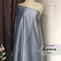 Kain Satin Velvet Premium Roberto warna Steel Abu