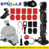 For GoPro Hero Motorcycle Helmet Extension Arm Osmo Action Sports Camera Helmet Chin Mount Accessories Set For Go Pro Insta360