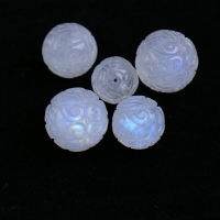 天然月光石回紋珠藍月光石散珠圓珠單珠 精工雕刻彩光強 多寶配珠