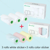 6Roll Peripage NO BPA Mini Printer Paper Sticker Self-Adhesive Thermal Paper color lable Sticky Paper for A6 photo Printer