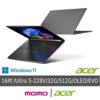 【Acer 宏碁】16吋Ultra 5輕薄OLED AI筆電-黑(Swift Go/SFG16-74-58QT/Ultra 5-228V/32G/512G/W11)