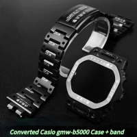 For Casio G-SHOCK Watch GWM-B5000 DW5600 Modified titanium alloy armor set strap + Case Bezel metal buckle Bracelet Watchband