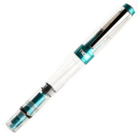 【TWSBI 三文堂】鑽石580AL R透明 加勒比海藍黑鈦 活塞鋼筆(Diamond580 AL R)