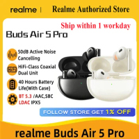 Original Realme buds Air 5Pro TWS Earphone 50dB Active Noise Cancelling True Wireless Headphone Bluetooth 5.3 LDAC Earphones