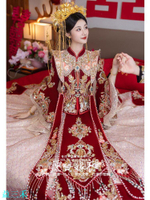 網紅重工秀禾服2024新款新娘結婚中式禮服敬酒服新式婚紗嫁衣禾服-益三禾