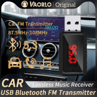USB Car Bluetooth 5.3 FM Transmitter With Mic Handsfree Calls Lossless Stereo Audio Music Receiver LED Display Wireless Adapter