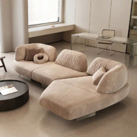 Curved corner sofa Italian minimalist living room high-end light luxury modern Japanese Nordic fabric sofa