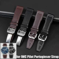 Genuine Leather Watch Strap 20mm 21mm 22mm for IWC Pilot Portugieser Portofino Watchband Cowhide Belt Bracelet Watch Accessories