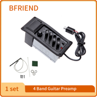 10Set 4 Band akustik Guitar Preamp Amplifier EQ-7545 Piezo Pickup 6.5MM Output untuk aksesori gitar akustik