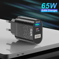 65W GaN Fast Charge Adapter For MacBook Pro Laptop Type C PD Quick Charger For iPhone 13 11 iPad Huawei Xiaomi Samsung