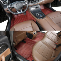 Nappa Leather Car Floor Mat Carpet For Mitsubishi ASX 2013~2019 Women Pink Accessories Dropshipping Interior Replacement Parts