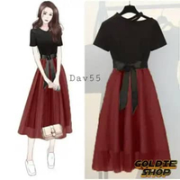 Goldie Shop Midi Dress Natal Vina 8 WARNA | Christmas Dress Anak Remaja | Pakaian Anak Natalan | Baj