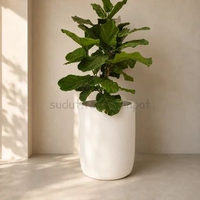Pot Terakota Besar 50cm Jumbo Model Kapsul D50T60 Putih
