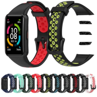 New Silicone Strap For Huawei Band 6 double Color Breathable Smart Watchband Replacement Bracelet for Huawei honor band 6 Strap