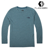 The North Face 男新款 FlashDry 閃電快乾抗菌薄長袖排汗衣_藍 N