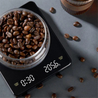 3KG/0.1g Smart Drip Coffee Scale with Timer Pour Coffee Electronic Kitchen Scale USB Charging Double-row Display with Pad