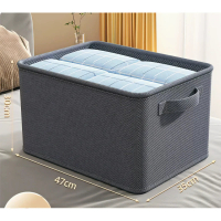 衣服收納箱 布藝收納 （53L-灰色【空調被2條】進深47*寬35*高30） 