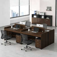 APP下單享點數9% 辦公桌椅組合2/4人位簡約現代員工卡座辦公室桌子帶隔斷辦公家具