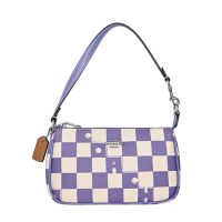 COACH NOLITA 19紫白字塊棋盤格手提掛小包