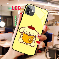 Luminous Tempered Glass phone case For Apple iphone 12 11 Pro Max XS mini Purin Acoustic Control Protect LED Backlight cover