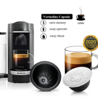 ICafilasReusable Coffee Capsules, Refillable Vertuo Pods Compatible with Nespresso Vertuoline GCA1 and Delonghi ENV135