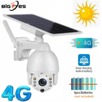 Outdoor Solar Power 4G Camera 1080P HD 4G Camera Use GSM SIM Card Waterproof CCTV Security 4G Camera Outdoor PTZ Dome Camera
