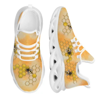 INSTANTARTS Yellow Bee Design Women Running Shoes Outdoor Cushioning Elastic Training Sneakers Couple Casual Tennis Sports Shoes