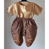 Thai Children's Clothing, (Gold Printed Jongkaran) Thai Clothing for Boys, Modern Thai Clothing, Tha