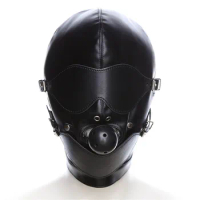 BDSM PU leather Removable Eye-mouth Mask Ball Gags Hood Slave Puppy Hood Harness Fetish Mask Sex Toys Restraints For Couples