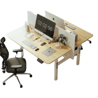 【MGSHOP】智能電動升降桌 對坐桌 雙人電腦桌 辦公桌 電腦桌(120x120cm)