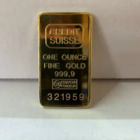 Custom 24k Pure Gold Plated Laser Serial Number 50mm Swiss Coin 999 Gold Bullion Bar