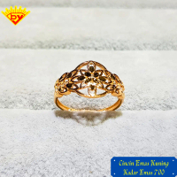 Cincin Emas Kuning Model Bunga Kadar Emas 700