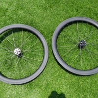 Clincher Wheelset 50mm Full Carbon 700C Road Cyclocross Bike Wheelset for Disc Brake Thru Axle Front 110*12mm + Rear 148*12mm