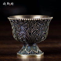 純銅供水碗 佛具用品密宗仿古掐絲雕花供水杯供佛杯 七供圣水杯