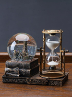 沙漏 復古水晶球沙漏計時器創意擺件酒柜客廳家居裝飾品桌面房間電視柜