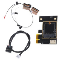 M.2 Wifi Card Adapter PCIE PCI-E 1X to M2 NGFF Wireless Card w Bluetooth-compatible Cable for AX200 K1KF