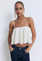 Mango Ruffle Knit Top