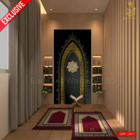 Exclusive!!! Sticker/Stiker Dinding Mihrab Ornamen Gold Wallpaper Mihrab Mushola Minimalis