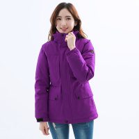 遊遍天下女款極暖GlobeTex防水防風保暖顯瘦中長版羽絨外套GJ23032紫色