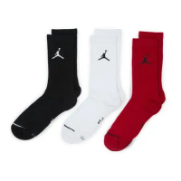 Nike 襪子 Jordan Everyday Crew Socks 黑 白 紅 三雙入 長襪 DX9632-902