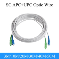 Fiber Optic Extension Wire SC UPC+APC to UPC+APC Single-mode 2-Core Indoor Convert Optical Cable 3M/10M/20M/30M/40M/50M