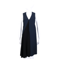 Max Mara-SPORTMAX 黑X藍拼色V領設計無袖洋裝