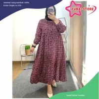 [PROMO NEW FUNA] MIDI Dress Rayon Premium Jumbo Daster Lengan Panjang Warna Bagus Berkualitas M MARU